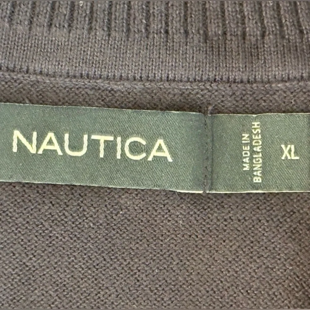 Nautica Men's XL Quarter Zip Sweater Navy Long Sleeves Mock Neck Pull Over Top - Picture 6 of 8
